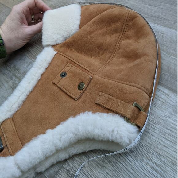 LN Esty's luka pelli leather wool Polish trapper aviator bomber hat. 22inch/7/m - Picture 9 of 11